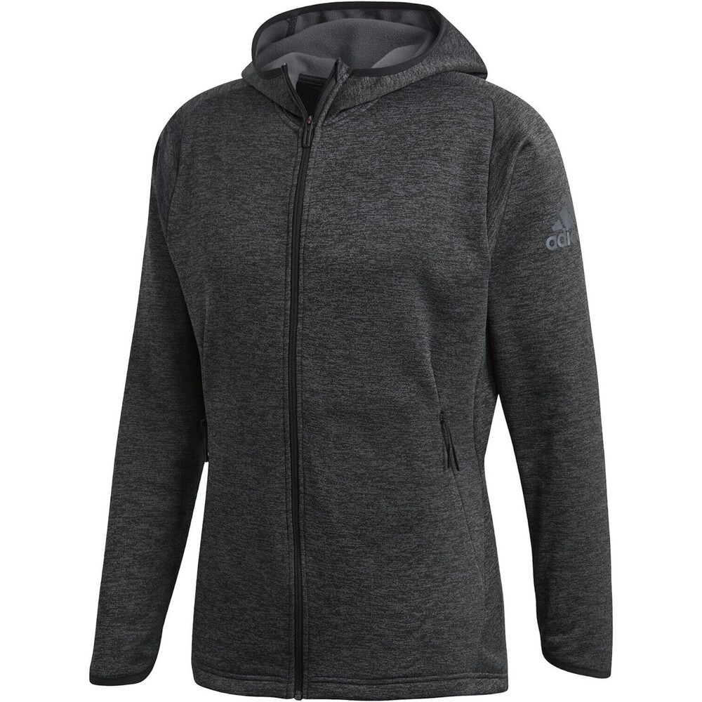 Adidas Men's Training Climawarm Gray Fleece Hoodie View 5